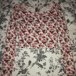 H&M Floral Long Sleeve Crop Top